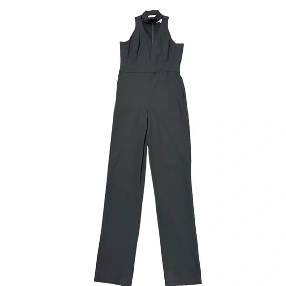 Michelle Mason Choker Plunge Jumpsuit Sleeveless‎ Black Size 2
